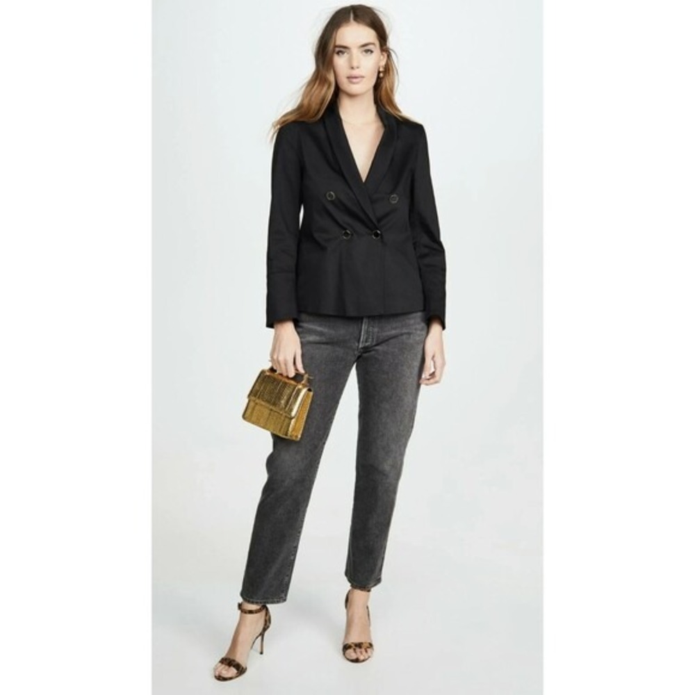 AYR Womens Double Breasted Blazer Jacket Size 2 The Coast Black Minimalist NWOT‎
